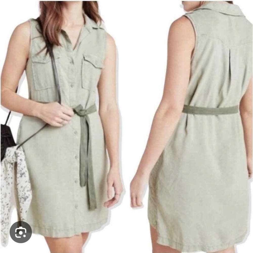 Anthropologie Cloth & Stone Chambray Button Sleeveless Utility Dress Size M